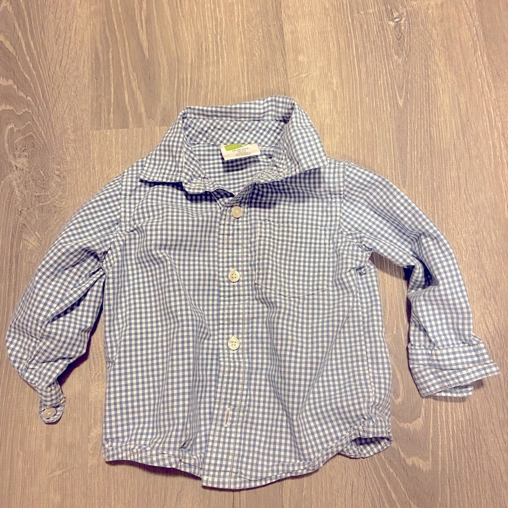 Crazy 8 toddler boy button down blue dress shirt size 12-18M EUC